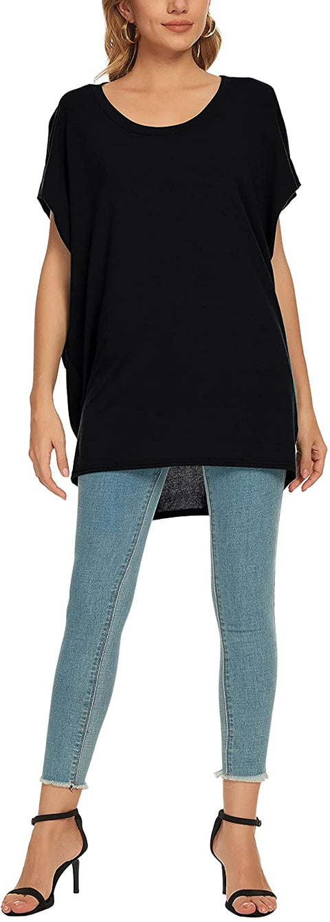 Women's Casual Solid Scoop Neck Summer Tops Sleeveless Loose Oversize Tees