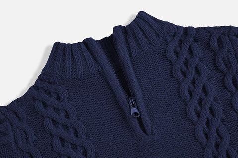 Flmcoc Toddler Boys Knit Sweater Kids Pullover Cable Long Sleeve Zipper Sweater Winter Outfit for Baby Boy Girls