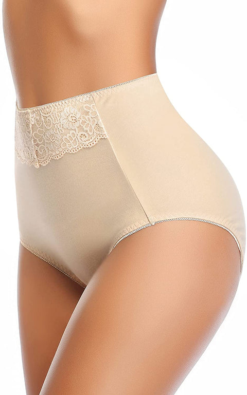 Women's High Waisted Cotton Underwear Soft Breathable Full Coverage Stretch Briefs Ladies Panties 5-Pack