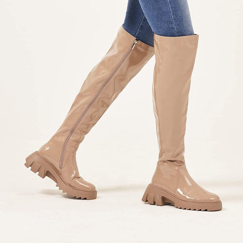 Torgeis Women's Alfie Fashion, Supple faux leather, Zipper Tall Boot, Round Toe, Thermoplastic rubber Outsole