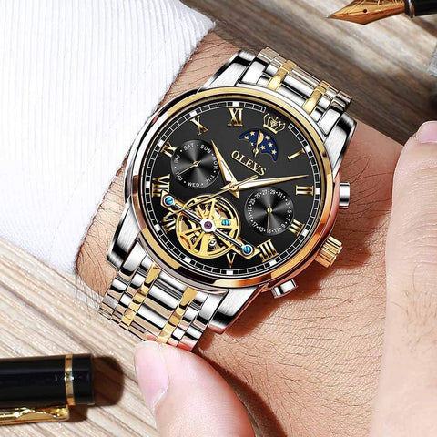 Mens Automatic Mechanical Tourbillon Wrist Watch