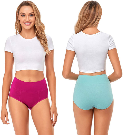 Women's Underwear Cotton High Waisted Full Coverage Briefs Breathable Soft Ladies Panties for women Plus Size & Regular Size
