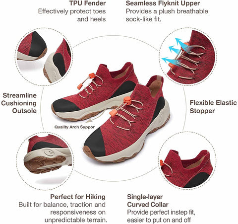 UIN Women's Walking Travel Shoes Slip On Outdoor Non-Slip Lightweight Comfort Hiking Sneaker Cazorla