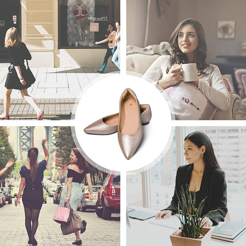mysoft Women's Flats Pointed Toe Ballet Wedding Flat Shoes with Comfort Heel Protection
