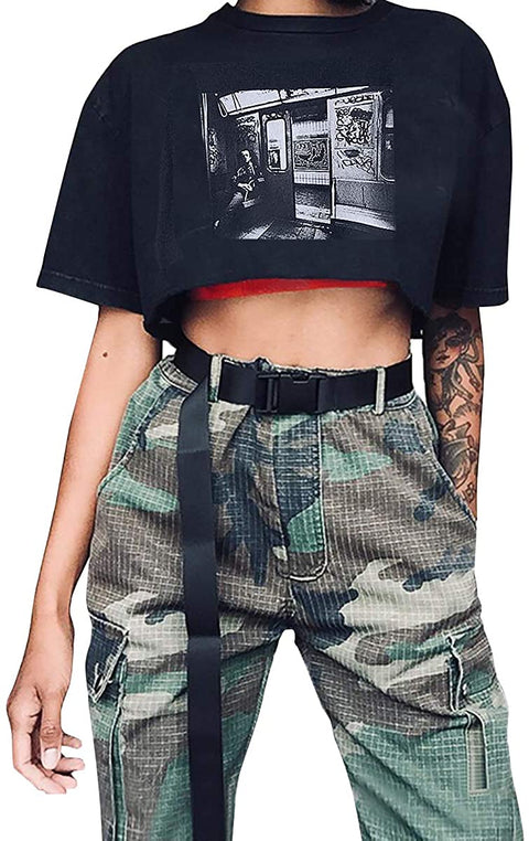 XZQTIVE Canvas Web Belt for Women, Cool Cargo Belt with Plastic Buckle, Hip Hop Streetwear Style Waist Belt for Dress