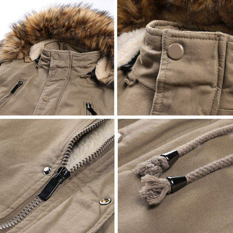 Men's Detachable Hooded Zipper Up Sherpa Lined Parka Jacket