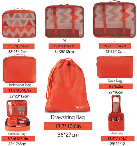 Bagail 4 Set Compression Packing Cubes+8 Set Packing Cubes