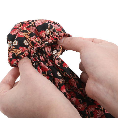 Women Silk Hair Bun Covers - 2Pcs Printed Silk Hair Scarves Elastic Hair Bun Cover Ballet Hair Snood for Women Girls Bun Cover with Riband