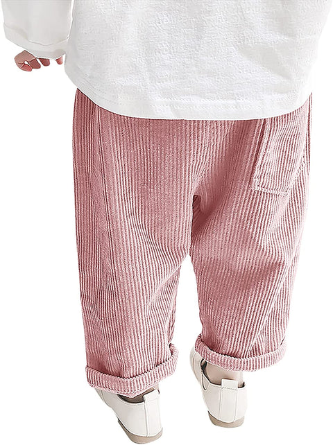 Yasiter Toddler Kids Cute Casual Pants Baby Boys Girls Corduroy Elastic Waist Basic Trousers with Pockets
