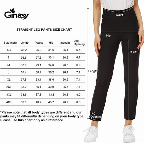 Ginasy Black Dress Pants for Women Business Casual High Waisted Stretch Yoga Work Pants Elastic Office Trousers with Pockets