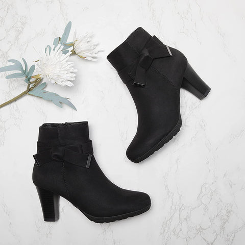 mysoft Women's Booties with Heel, Chunky Stacked Heel Zipper Ankle Boots for Ladies