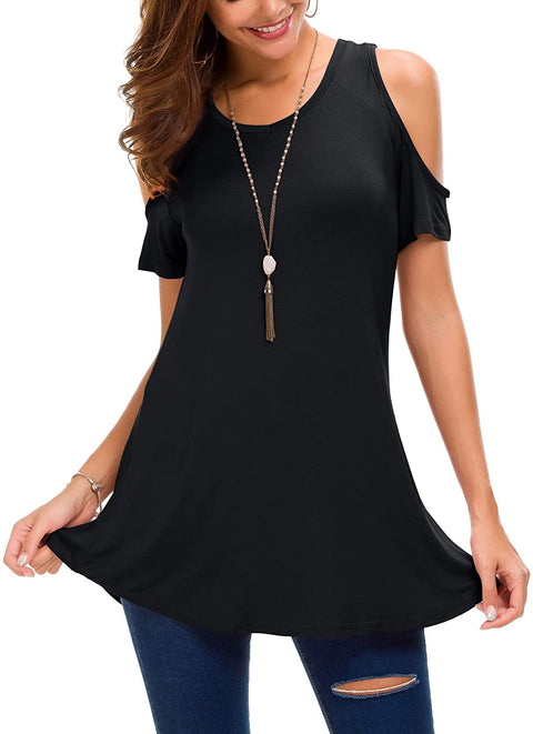 Womens Off Shoulder Short Sleeve Casual T-Shirt Dress