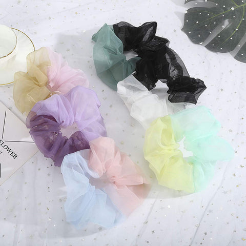 Women Organza Oversized Hair Scrunchies - 6PCS Bobble Elastic Hair Band Hair Bobble Scrunchie Ponytail Holder (Splicing)