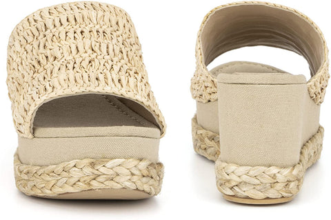 Torgeis Women's Neith Espadrille Slip-On Wedged Platform Heeled Sandal, Round Open Toe, Rubber Outsole