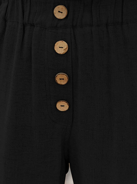 Pants for Women Summer Elastic High Waisted Pants Dress Pants Work Pants Paper Bag Pants with Pockets Black Medium