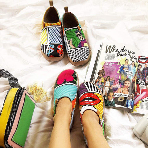 UIN Women's Men's Fashion Sneakers Comfort Walking Pop Art Painted Canvas Slip Ons Travel Shoes