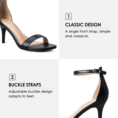 mysoft Women's Stilettos Classic Strappy Open Toe Pump Heel Sandals