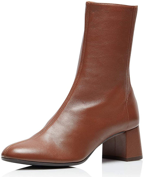 FSJ Women Comfort Ankle Boots Closed Round Toe Block Chunky Mid Heels Ankle-Wrap Back Zipper Party Dress Fall Winter Shoes Size 4-15 US