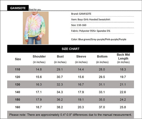 GAMISOTE Unisex Kids Tie Dye Sweatshirt Boys Girls Hooded Kangaroo Pocket Pullover Hoodies