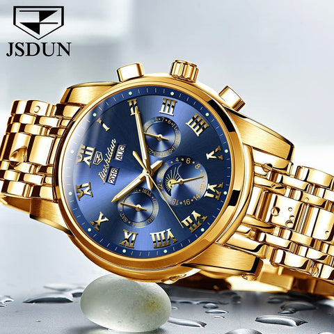 Gold Men's Luxury Mechanical Watch Set