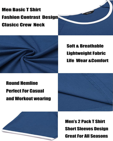Men 2 Pack Muscle Shirt Bodybuilding Gym Workout Shirt Short Sleeve Tee