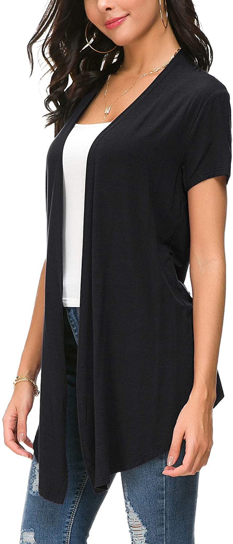 Womens Open Front Short Sleeve Cardigans for Women Lightweight Summer Drape Cardigan Vest