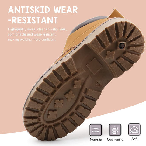 Kids Lace-Up Ankle Boots Boy Girl Waterproof Outdoor Workboots