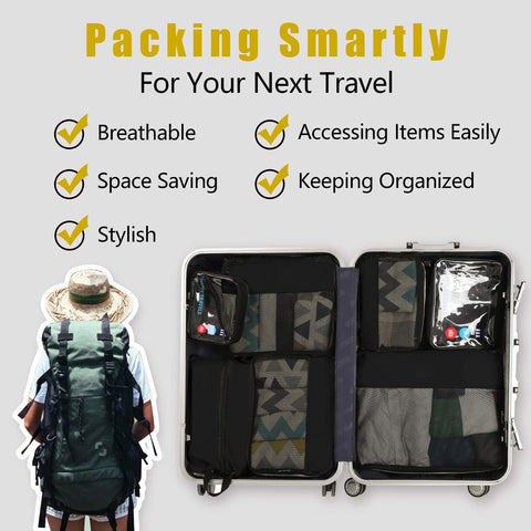 BAGAIL 6 Set / 8 Set Packing Cubes Luggage Packing Organizers for Travel Accessories