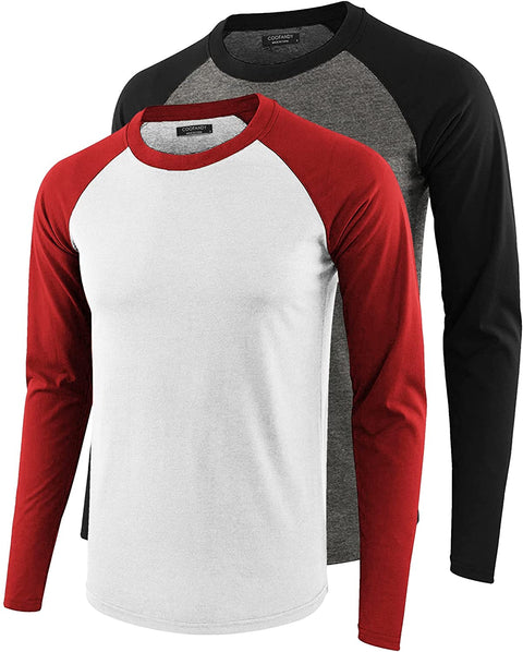 Men's Workout Muscle Tees Long Sleeve Lightweight Hipster Raglan Shirts