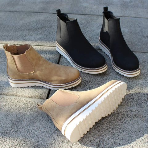 Womens Chelsea Elastic Ankle Boots Waterproof Flat Boots