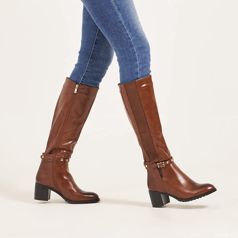 Torgeis Women's Destiny Fashion, Casual Faux Leather, Buckle Zipper Mid-Calf Boot, Round Toe, Rubber Outsole
