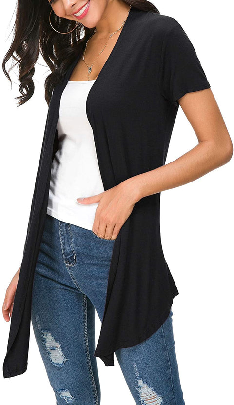 Womens Open Front Short Sleeve Cardigans for Women Lightweight Summer Drape Cardigan Vest