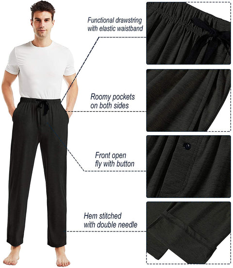 Men's Pajama Pants Bamboo Viscose Soft Breathable Pajama Pants for Men with Pockets