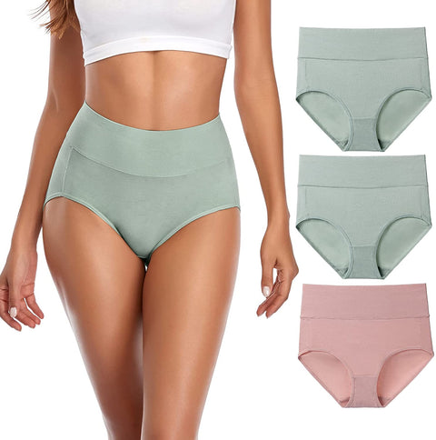 Womens Cotton Underwear,High Waisted Underpants Full Coverage Briefs Soft Stretch No Muffin Top Ladies Panties