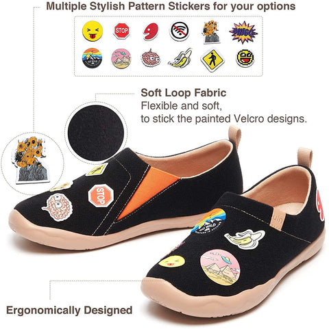 UIN Women's Slip Ons Lightweight DIY Stylish Pattern Stickers Walking Casual Loafers Comfortable Art Travel Shoes