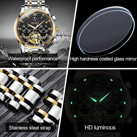 Mens Automatic Mechanical Tourbillon Wrist Watch