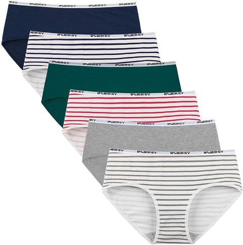 INNERSY Womens Cotton Sporty Underwear Hipster Panties Regular & Plus Size 6-Pack