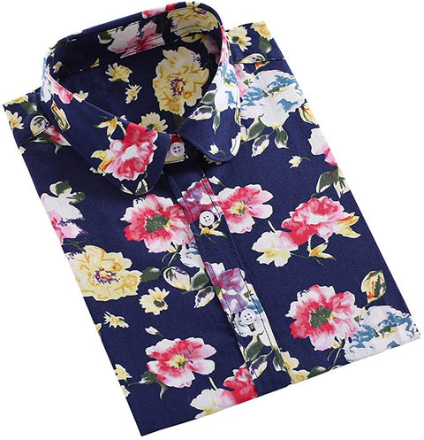 Women's Tropical Floral Printed Long Sleeve Shirts