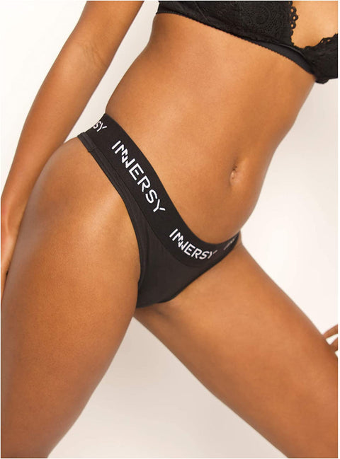 INNERSY Womens Thongs Underwear Cotton Sporty Thong Panties 5-Pack