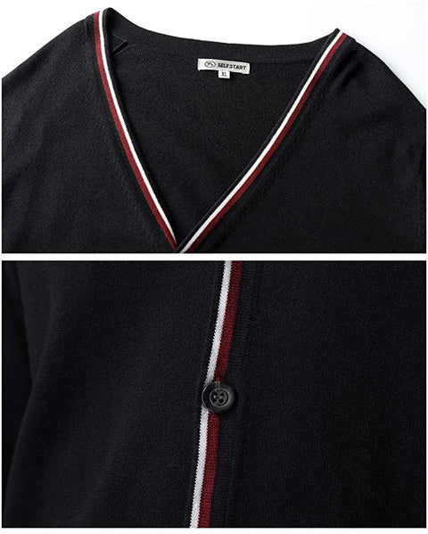 Men's Button Down V-Neck Cardigan Casual Basic Designed Long Sleeve Sweater