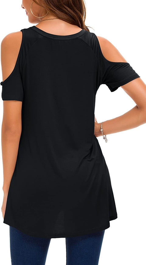 Womens Off Shoulder Short Sleeve Casual T-Shirt Dress