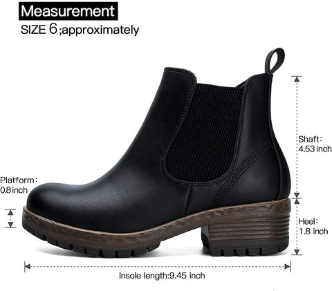 mysoft Women's Fashion Chelsea Boots Chunky Heel Ankle Booties