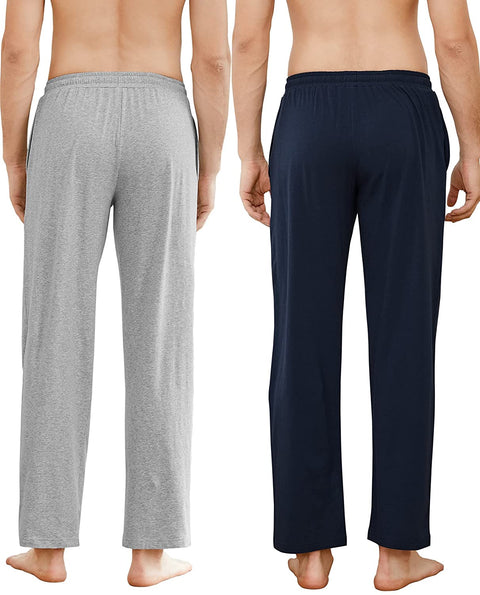 INNERSY Men's Soft Cotton Pajama Pants with Pockets Lightweight Sleepwear Bottoms 2-Pack