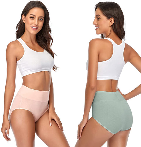 Womens Cotton Underwear,High Waisted Underpants Full Coverage Briefs Soft Stretch No Muffin Top Ladies Panties