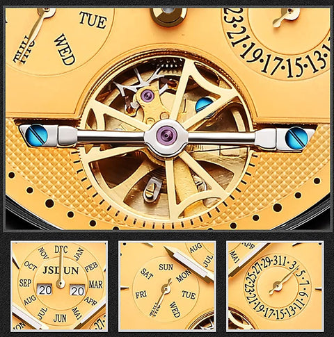 Gold Mens Mechanical Watch Gifts Set