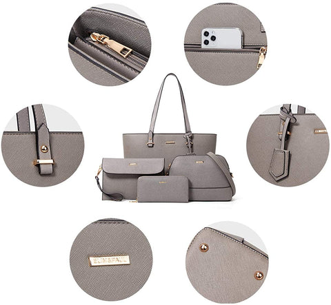 Women Fashion Handbags Wallet Tote Bag Shoulder Bag Top Handle Satchel Purse Set 4pcs