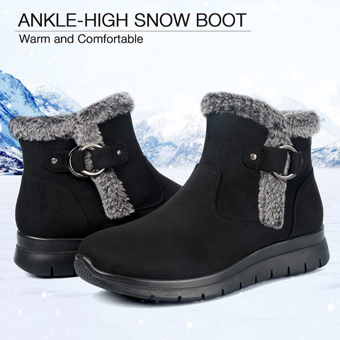 mysoft Women's Winter Snow Boots Side Zipper Warm Ankle Booties Slip on Shoes Indoor Outdoor