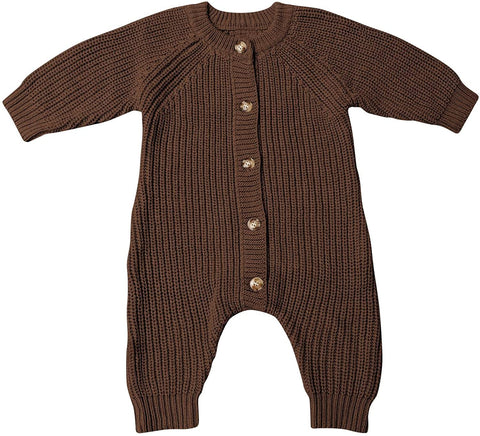 Newborn Baby Toddler Boy's Girl's Casual Button Up Rompers Solid Long Sleeve Warm Comfortable Sweaters Bodysuit