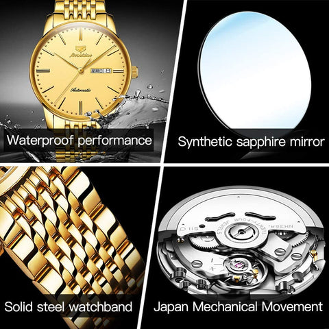 Gold Men's Mechanical Watch Minimalism