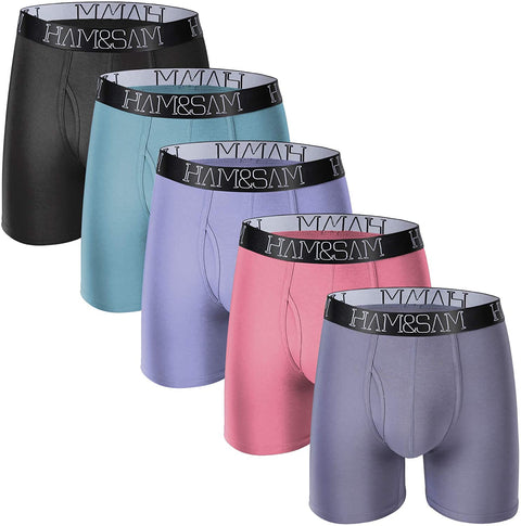 Men's Boxer Brief 4 Pack Bamboo Viscose Soft Comfortable Breathable Underwear for Men